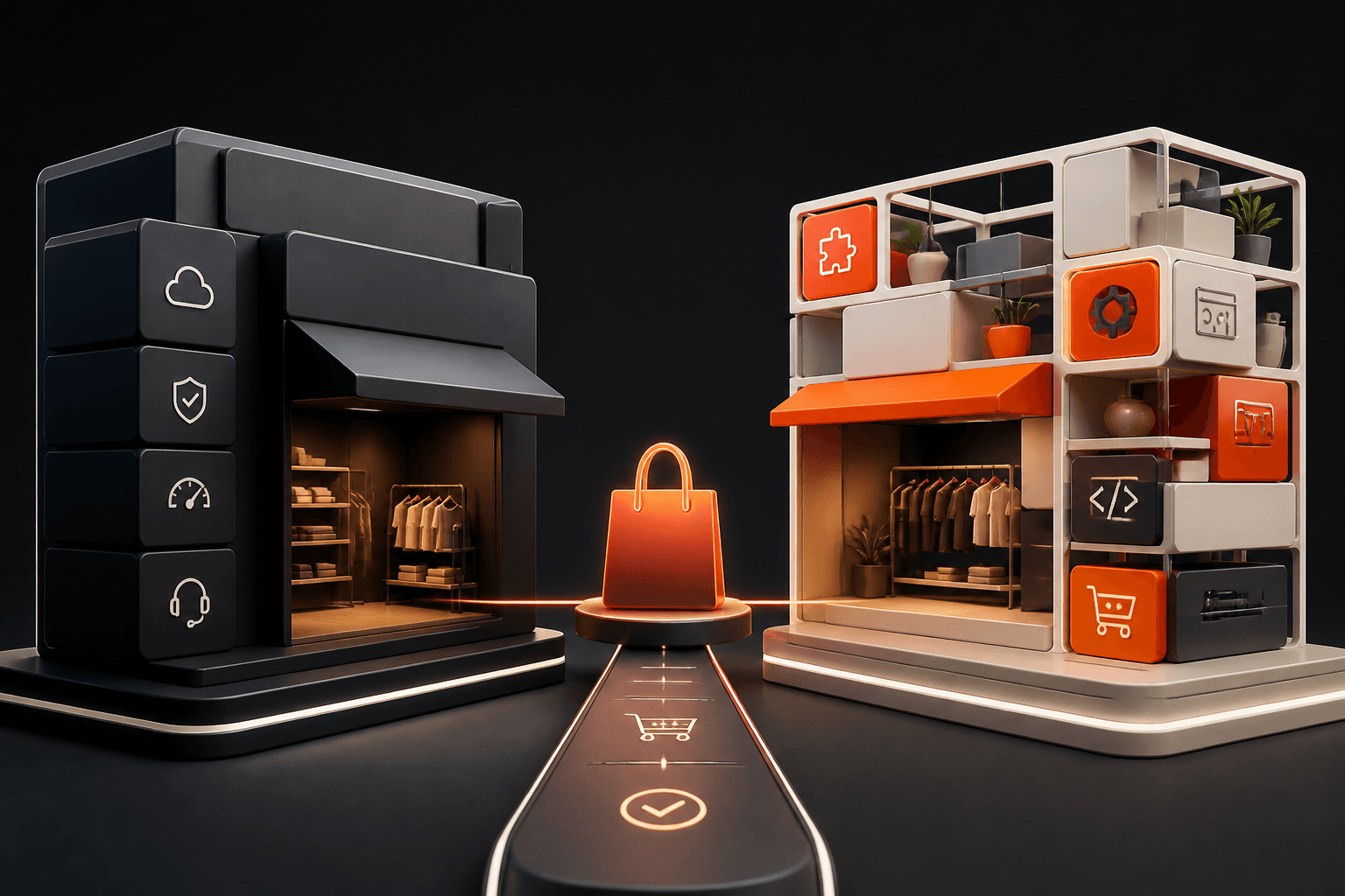 Abstract comparison of two e-commerce platform architectures
