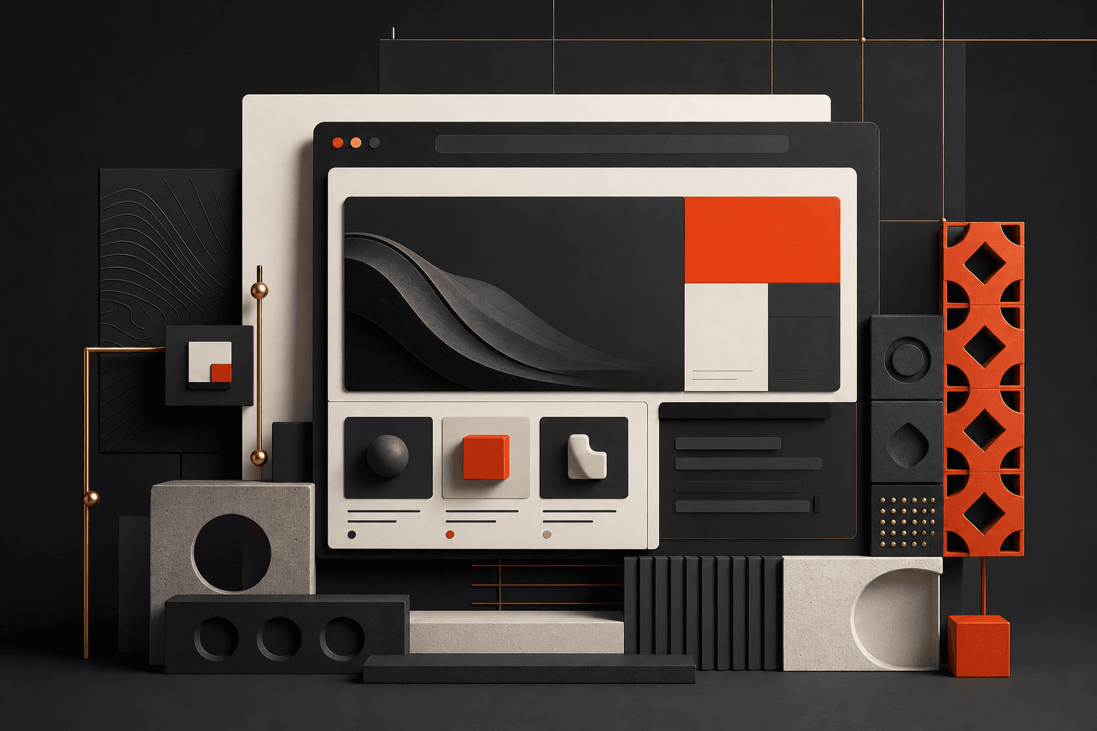 Abstract editorial illustration of professional website architecture